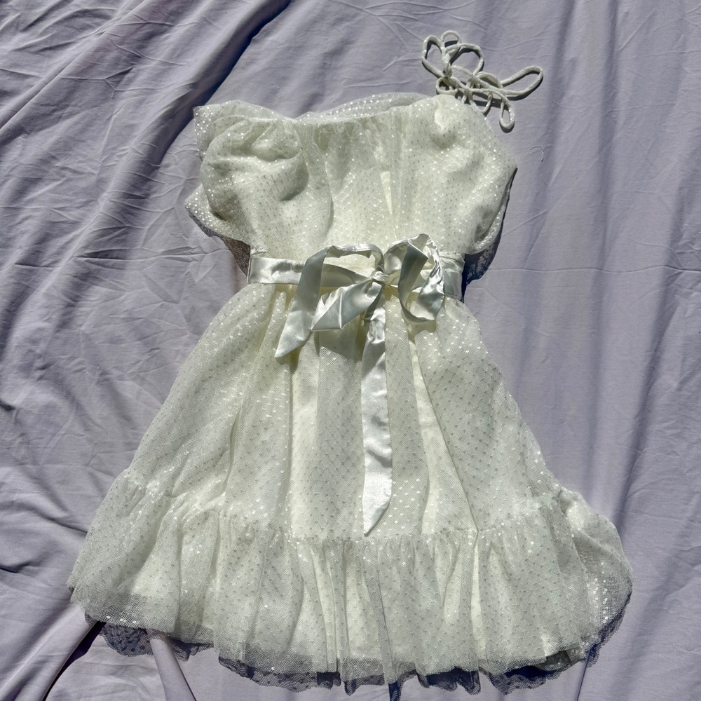 Lulus Ivory One-Shoulder Ruffle Mini Dress - Picture 3 of 6